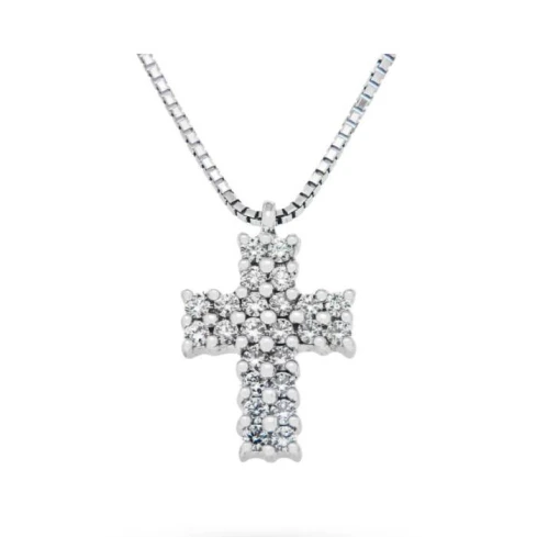 Дамски колие от 18K Злато Бяло - с форма - Диаманти