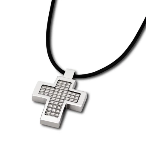 Мъжки колие от 316l Медицинска стомана - с форма Кръст - - Черен