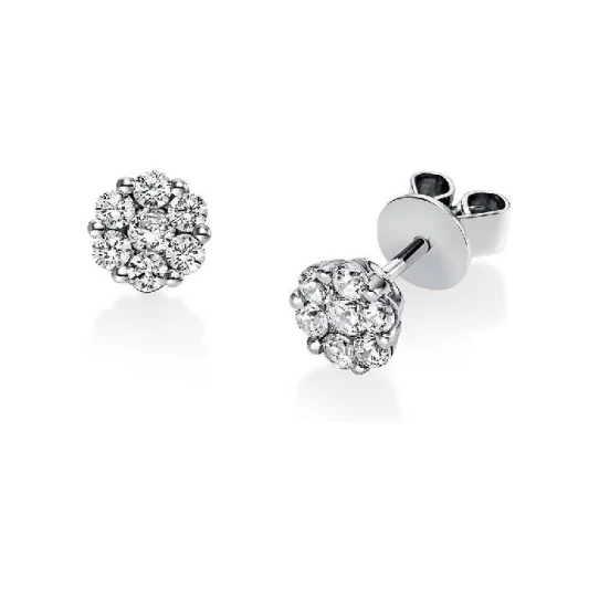 Дамски обеци от 14K Злато Бяло - с форма - Диаманти