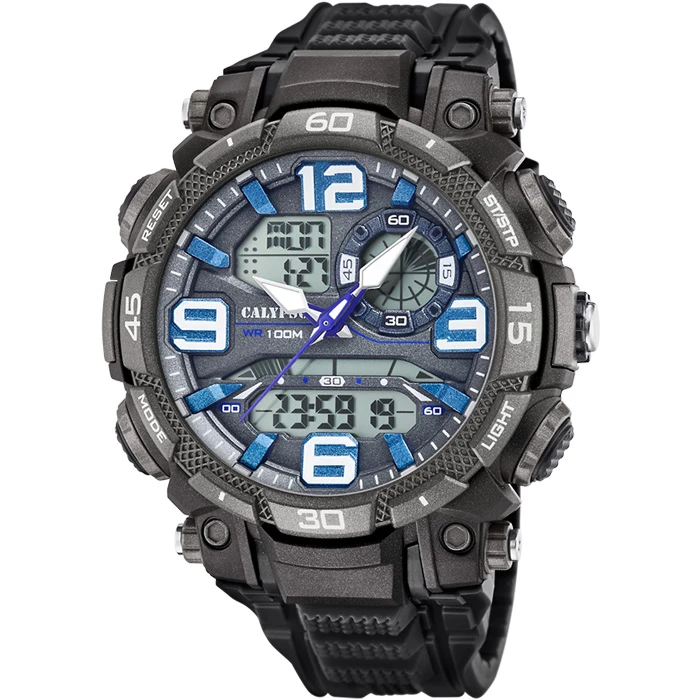 Унисекс ръчен часовник с кварцов механизъм - корпус от Полимер - Полимер - цвят Сив Черен