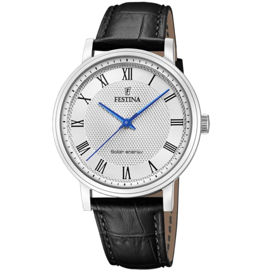 Мъжки ръчен часовник с кварцов механизъм - корпус от Стомана - Естествена кожа - цвят Бял