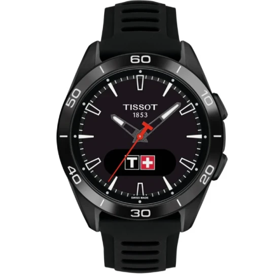 Мъжки ръчен часовник с кварцов механизъм - корпус от Титан - Силиконова каишка - цвят Черен Черен