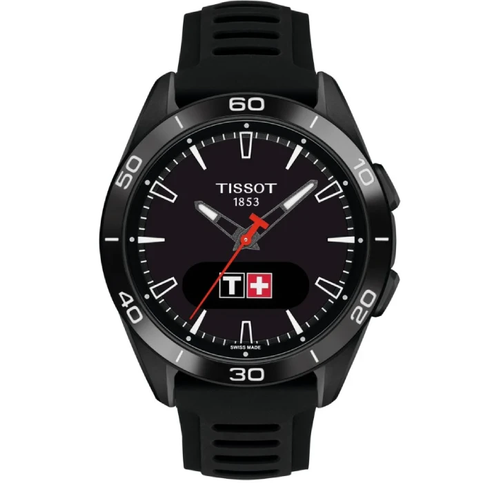 Мъжки ръчен часовник с кварцов механизъм - корпус от Титан - Силиконова каишка - цвят Черен Черен