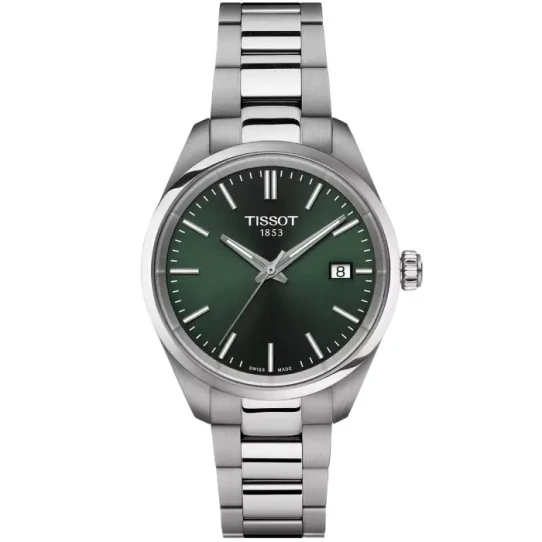 Дамски ръчен часовник с кварцов механизъм - корпус от Стомана - Стоманена верижка - цвят Зелен Сив