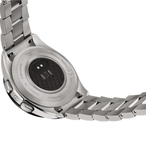 Мъжки ръчен часовник с кварцов механизъм - корпус от Титан - Титаниева верижка - цвят Черен Сив