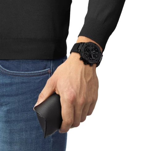 Мъжки ръчен часовник с кварцов механизъм - корпус от Стомана - Силиконова каишка - цвят Черен Черен