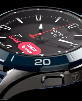 Мъжки ръчен часовник с кварцов механизъм - корпус от Титан - Силиконова каишка - цвят Черен Син