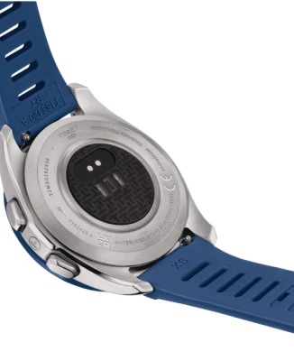 Мъжки ръчен часовник с кварцов механизъм - корпус от Титан - Силиконова каишка - цвят Черен Син