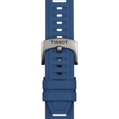 Мъжки ръчен часовник с кварцов механизъм - корпус от Титан - Силиконова каишка - цвят Черен Син