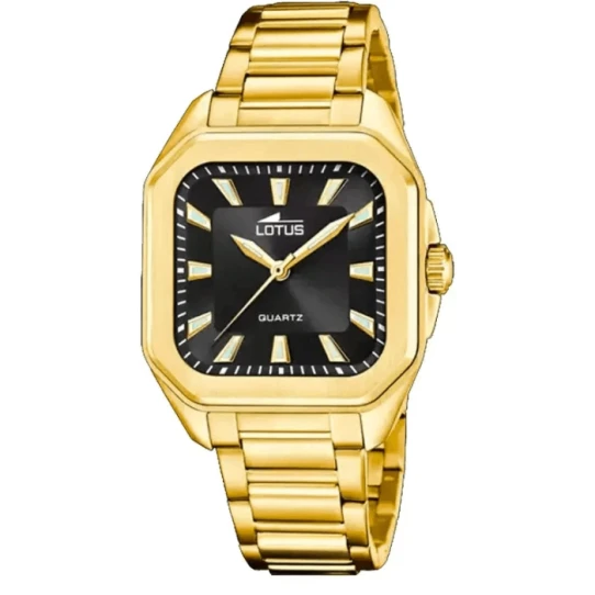 Дамски ръчен часовник с кварцов механизъм - корпус от Стомана - Златна верижка - цвят Черен