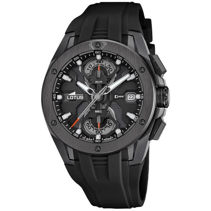 Мъжки ръчен часовник с кварцов механизъм - корпус от Стомана - Каучук - цвят Черен