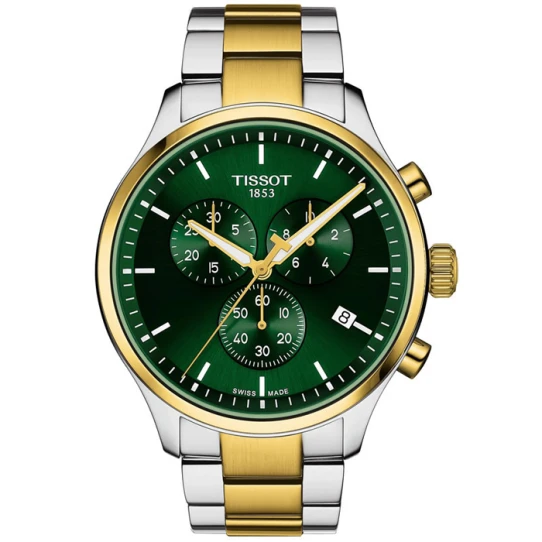 Tissot T116.617.22.091.00 Chrono XL - Мъжки ръчен часовник с кварцов механизъм - корпус от Стомана - Стоманена верижка - цвят Зелен Злато