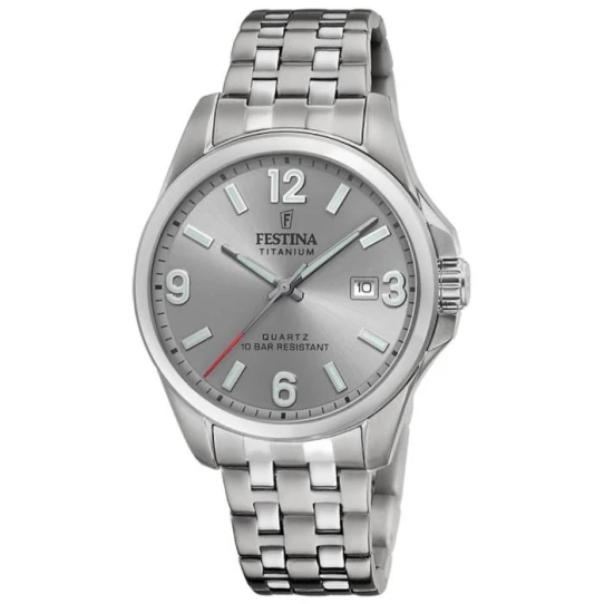 Мъжки ръчен часовник с кварцов механизъм - корпус от Титан - Титаниева верижка - цвят Сребрист Сив