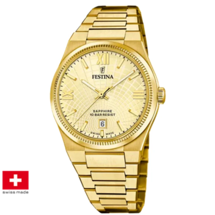 Дамски ръчен часовник с кварцов механизъм - корпус от Стомана - Стоманена верижка - цвят Злато Злато