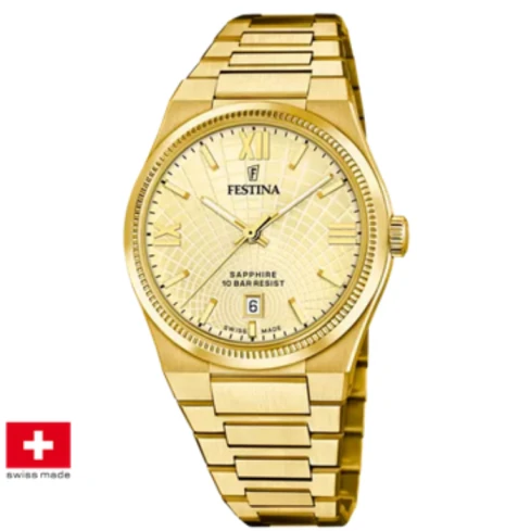 Дамски ръчен часовник с кварцов механизъм - корпус от Стомана - Стоманена верижка - цвят Злато Злато