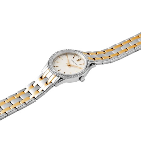 Дамски ръчен часовник с кварцов механизъм - корпус от Стомана - Стоманена верижка - цвят Бял Злато