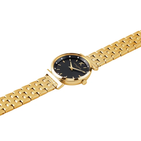 Дамски ръчен часовник с кварцов механизъм - корпус от Стомана - Стоманена верижка - цвят Черен Злато