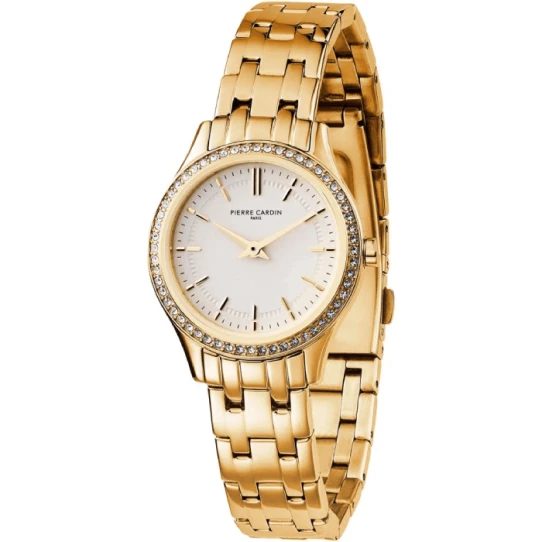 Дамски ръчен часовник с кварцов механизъм - корпус от Стомана - Стоманена верижка - цвят Бял