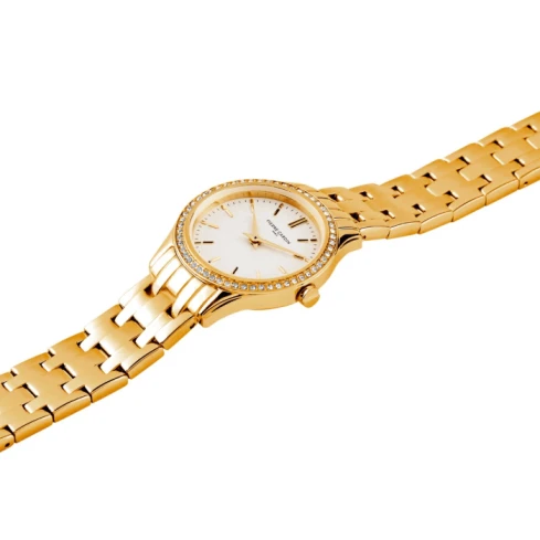 Дамски ръчен часовник с кварцов механизъм - корпус от Стомана - Стоманена верижка - цвят Бял