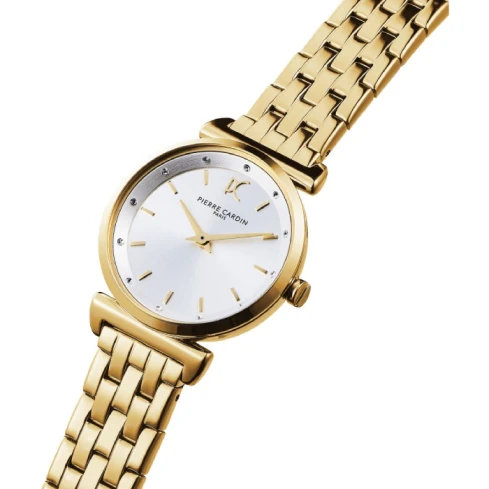 Дамски ръчен часовник с кварцов механизъм - корпус от Стомана - Стоманена верижка - цвят Сребрист Злато