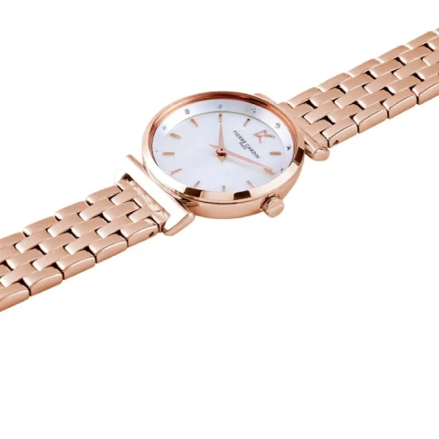 Дамски ръчен часовник с кварцов механизъм - корпус от Стомана - Естествена кожа - цвят Бял Черен