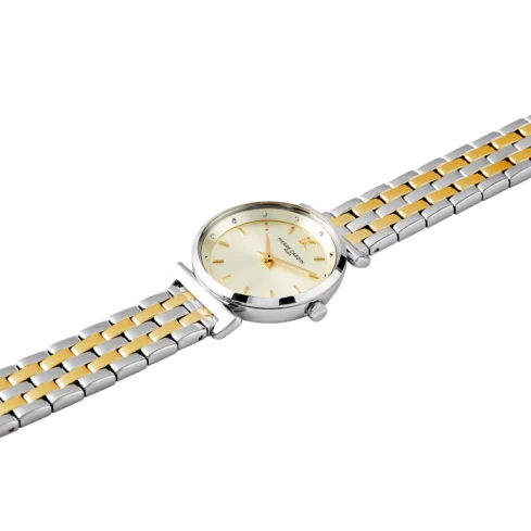 Дамски ръчен часовник с кварцов механизъм - корпус от Стомана - Стоманена верижка - цвят Шампанско Сив