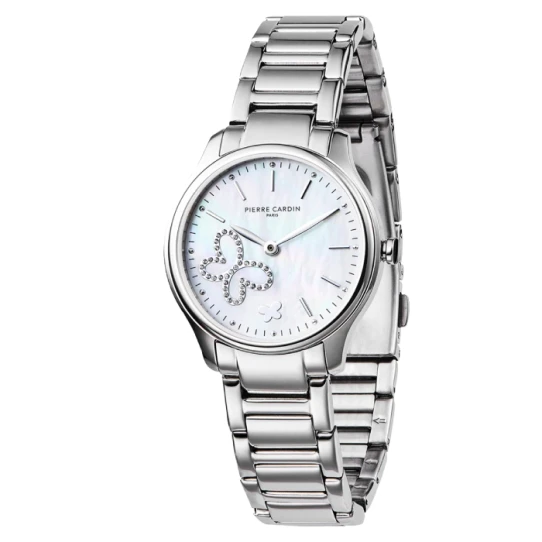 Дамски ръчен часовник с кварцов механизъм - корпус от Стомана - Стоманена верижка - цвят Седеф Сив