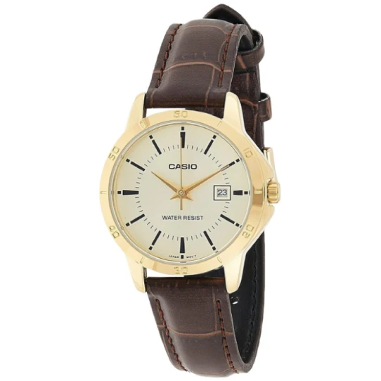 Мъжки ръчен часовник с кварцов механизъм - корпус от Стомана - Естествена кожа - цвят Кафяв Кафяв