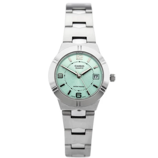 Дамски ръчен часовник с кварцов механизъм - корпус от Стомана - Стоманена верижка - цвят Зелен Сив