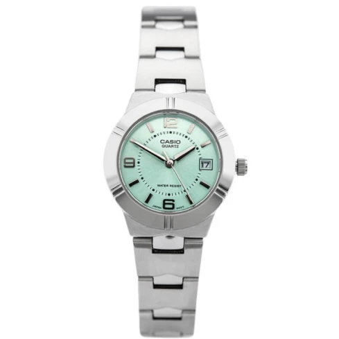 Дамски ръчен часовник с кварцов механизъм - корпус от Стомана - Стоманена верижка - цвят Зелен Сив