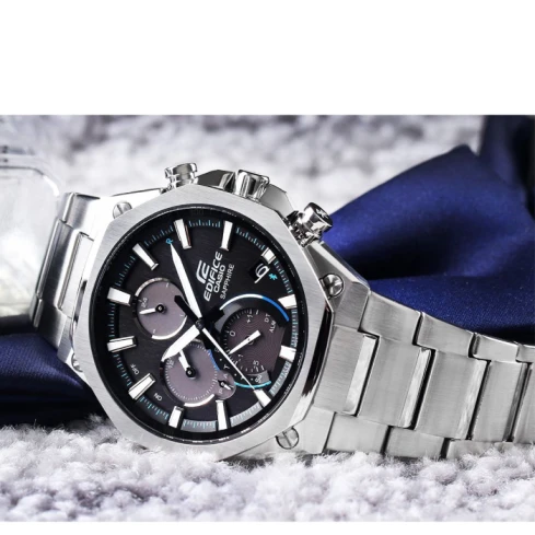 Мъжки ръчен часовник с кварцов механизъм - корпус от Стомана - Стоманена верижка - цвят Черен Сив