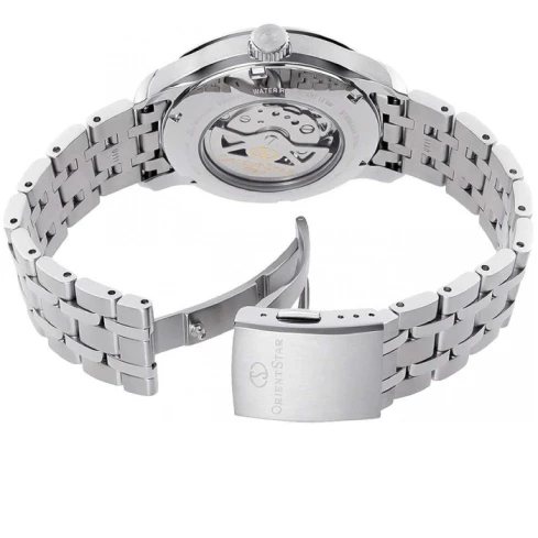 Мъжки ръчен часовник с автоматичен механизъм - корпус от Стомана - Стоманена верижка - цвят Бял Сив