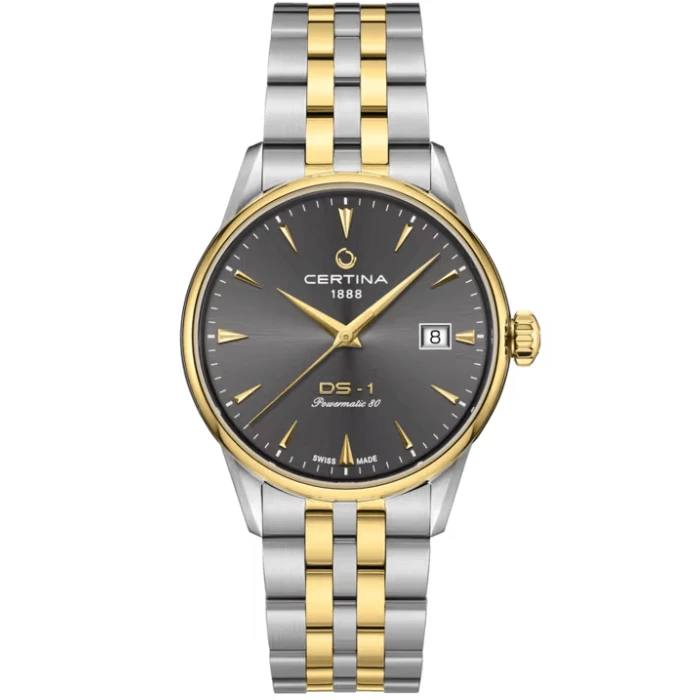 Мъжки ръчен часовник с автоматичен механизъм - корпус от Стомана - Стоманена верижка - цвят Черен Сив