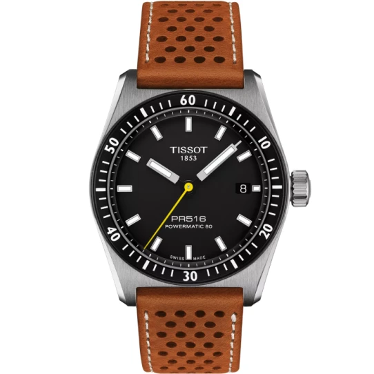 Мъжки ръчен часовник с автоматичен механизъм - корпус от Стомана - Естествена кожа - цвят Черен Кафяв