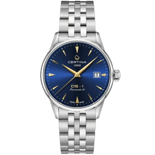 Мъжки ръчен часовник с автоматичен механизъм - корпус от Стомана - Стоманена верижка - цвят Син Сив