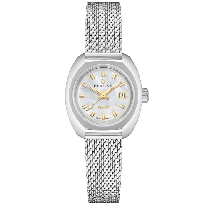 Дамски ръчен часовник с автоматичен механизъм - корпус от Стомана - Меш - цвят Седеф Сив