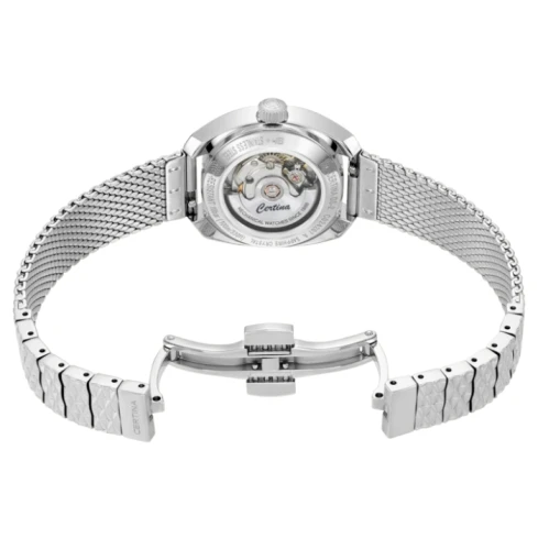 Дамски ръчен часовник с автоматичен механизъм - корпус от Стомана - Меш - цвят Седеф Сив