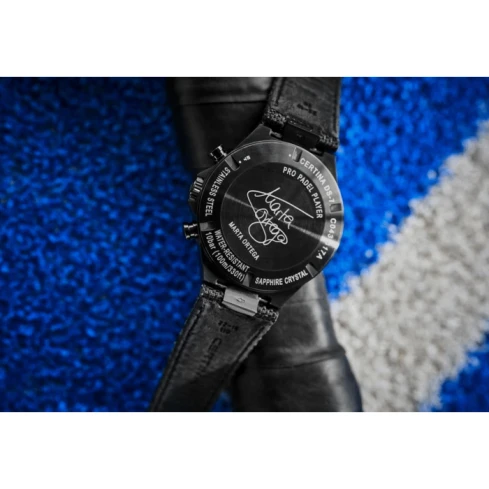 Мъжки ръчен часовник с кварцов механизъм - корпус от Стомана - Синтетична кожа - цвят Черен Зелен