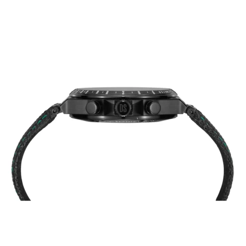 Мъжки ръчен часовник с кварцов механизъм - корпус от Стомана - Синтетична кожа - цвят Черен Зелен
