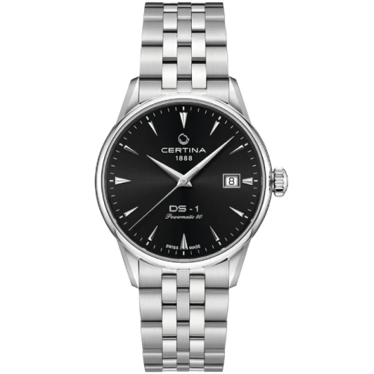 Мъжки ръчен часовник с автоматичен механизъм - корпус от Стомана - Стоманена верижка - цвят Черен Сив