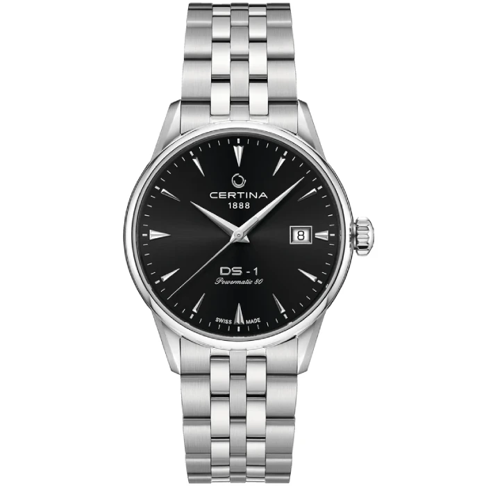 Мъжки ръчен часовник с автоматичен механизъм - корпус от Стомана - Стоманена верижка - цвят Черен Сив