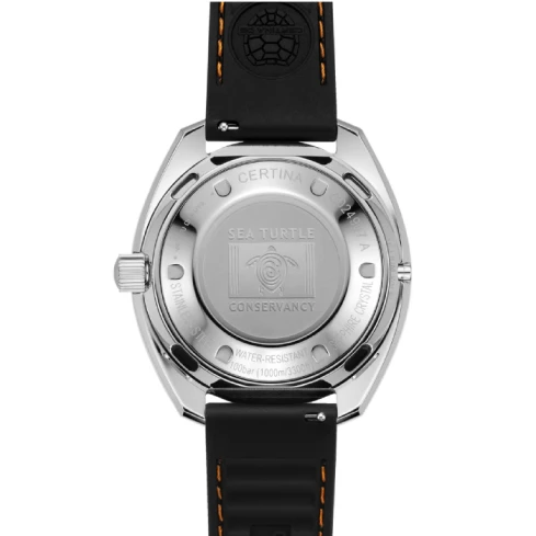 Мъжки ръчен часовник с автоматичен механизъм - корпус от Стомана - Каучук - цвят Тюркоаз Оранжев