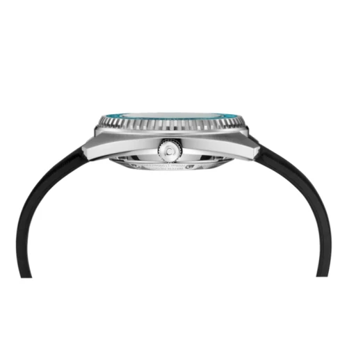 Мъжки ръчен часовник с автоматичен механизъм - корпус от Стомана - Каучук - цвят Тюркоаз Оранжев