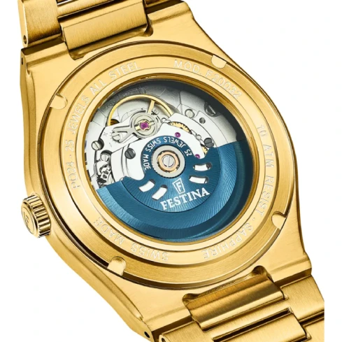 Мъжки ръчен часовник с автоматичен механизъм - корпус от Стомана - Стоманена верижка - цвят Шампанско Злато