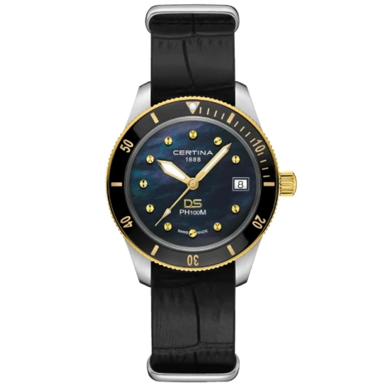 Мъжки ръчен часовник с кварцов механизъм - корпус от Стомана и алуминий - Естествена кожа - цвят Черен Черен