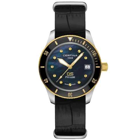 Мъжки ръчен часовник с кварцов механизъм - корпус от Стомана и алуминий - Естествена кожа - цвят Черен Черен