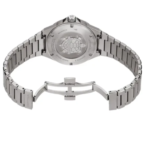 Мъжки ръчен часовник с кварцов механизъм - корпус от Титан - Стоманена верижка - цвят Черен Сив