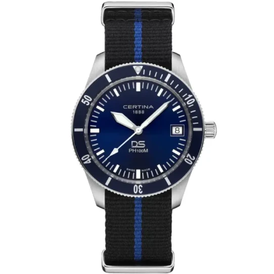 Мъжки ръчен часовник с кварцов механизъм - корпус от Стомана - Меш - цвят Син Черен