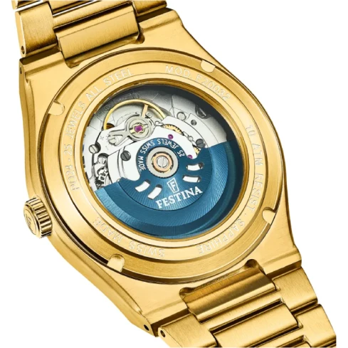 Дамски ръчен часовник с автоматичен механизъм - корпус от Стомана - Стоманена верижка - цвят Шампанско Злато