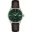 Мъжки ръчен часовник с автоматичен механизъм - корпус от Стомана - Естествена кожа - цвят Зелен